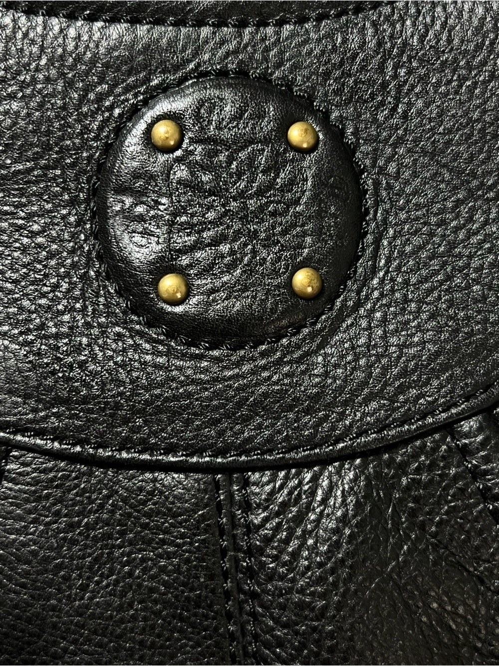 Pietra Borsa Stevie Hobo Bag Black Pebbled Leather Studded Shoulder Slouchy Boho - Picture 6 of 12